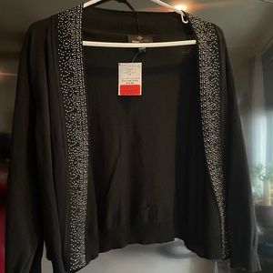 Ronnie Nicole Black Dressy 2X Sweater with bling along edges